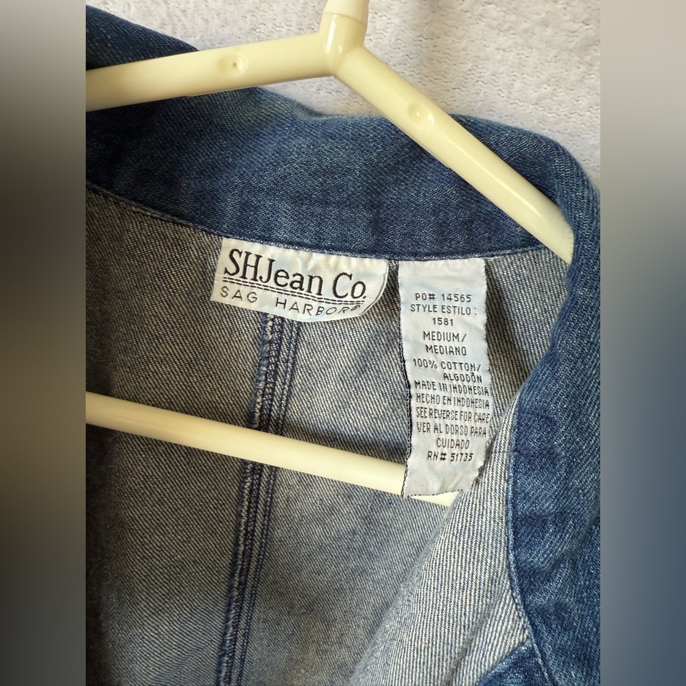 Vintage 90s Sag Harbor size medium oversized blue denim barn jacket - Picture 2 of 7